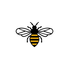 Geometric Bee Logo Illustration. Black and yellow isolated on white