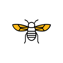 Geometric Bee Logo Illustration. Black and yellow isolated on white