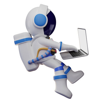 Astronaut 3D character, High quality rendering, business 3D illustration, Carry out a task