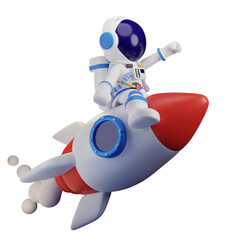 Astronaut 3D character, High quality rendering, business 3D illustration, Go fast like a rocket to reach the stars