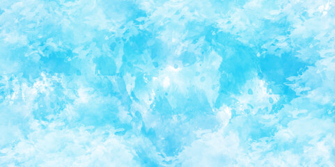 Naklejka premium Light blue watercolor background. Abstract blue-sky background with cloud. Soft sky-blue Classic hand-painted aquarelle watercolor background.