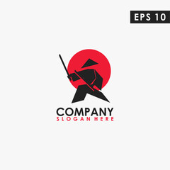 Samurai Ronin Logo Design Vector Template. Modern Design. Vector Illustration