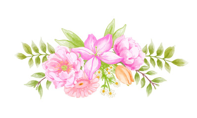 Naklejka na ściany i meble Watercolor floral wreath bouquet