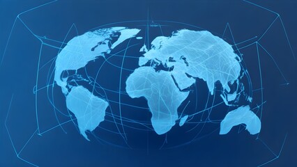 Interconnected World: Vector Illustration of a Futuristic Blue Global Network