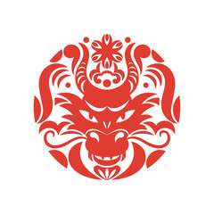 Logo design. Head of dragon in the circle. Symbol of New Year.