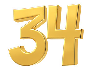 Number Gold 3D Render