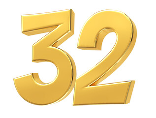 Number Gold 3D Render