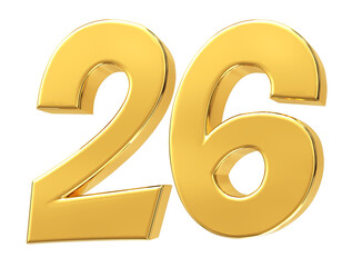 Number Gold 3D Render