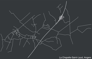 Detailed hand-drawn navigational urban street roads map of the LA CHAPELLE-SAINT-LAUD COMMUNE of the French city of ANGERS, France with vivid road lines and name tag on solid background