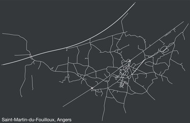 Detailed hand-drawn navigational urban street roads map of the SAINT-MARTIN-DU-FOUILLOUX COMMUNE of the French city of ANGERS, France with vivid road lines and name tag on solid background