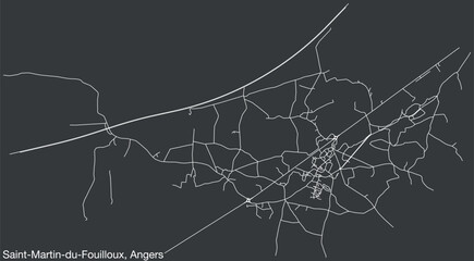 Detailed hand-drawn navigational urban street roads map of the SAINT-MARTIN-DU-FOUILLOUX COMMUNE of the French city of ANGERS, France with vivid road lines and name tag on solid background
