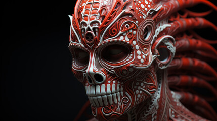 human skeleton in red colors.