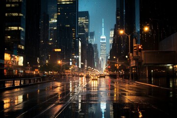 Fototapeta na wymiar Raining City Natural Light, Generative AI