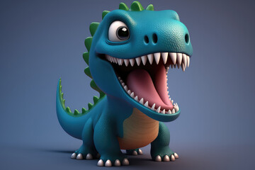 Tyrannosaurus. T. rex dinosaur cartoon character. Funny animal 3d illustration (ai generated)