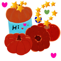 halloween pumpkin and leaves