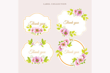 pink floral label in vintage style