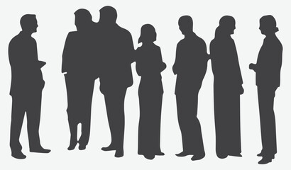 Dynamic Dialogues, Silhouettes of Business People Engaging in Conversations and Collaborative Exchanges