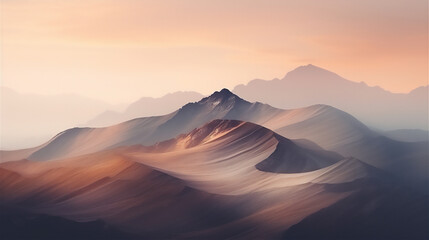 Fototapeta na wymiar sunrise over the misty mountains at morning, created using generative AI tools