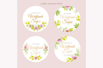 pink floral label in vintage style