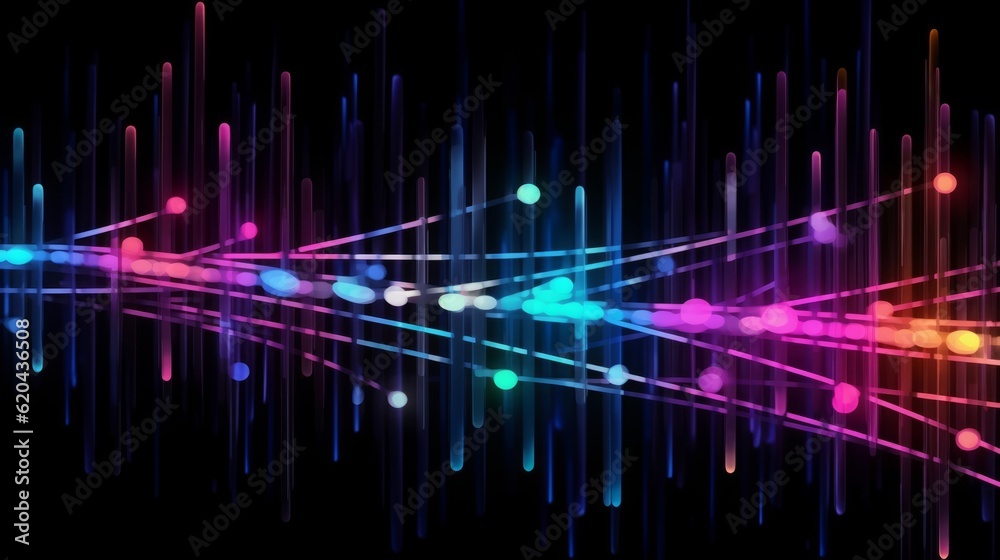 Poster colorful abstract background with glowing lines and bokeh. vector illustration. generative ai