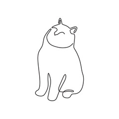 continous line art cat animal black line draw conceptual 