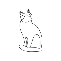 continous line art cat animal black line draw conceptual 