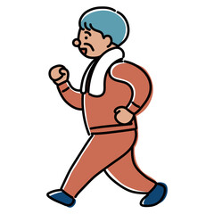 元気にウォーキングをする高齢男性のイラスト