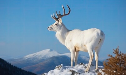 The golden-horned white deer adds an ethereal beauty to the forest Creating using generative AI tools