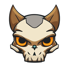Cat face combine with skull bone on transparent 