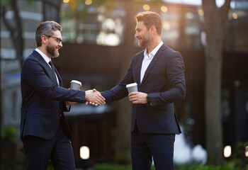 image of two business partners dealing negotiation. two business partners dealing negotiation.