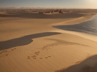 Fototapeta na wymiar ancient building in the sand of desert, AI generated