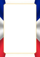Vertical  frame and border with France flag
