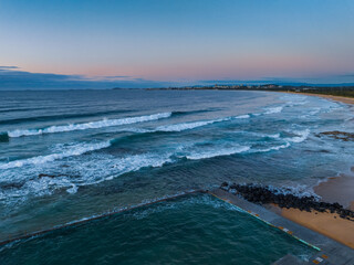 Fototapeta na wymiar Sunrise seascape with waves