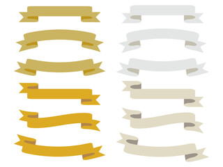 金色と白色のシンプルなタイトルリボンのセット
