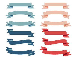 パステルカラーのシンプルなタイトルリボンのセット(水色 ピンク 青 赤)