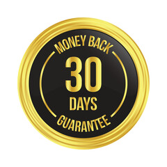 Glossy 30 Days Money Back Guarantee, Full Refund Guarantee, 100 Percent Refund Badge, Quality Assurance Badge, Reliability In Business And Services Online And Offline Design Element