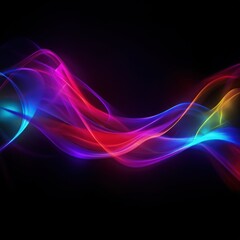 Visualization of sound waves. Abstract futuristic background with colorful glowing neon moving high speed wave lines and bokeh lights. Data transfer concept. Fantastic wallpaper. Generative AI