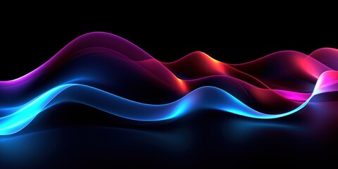Visualization of sound waves. Abstract futuristic background with colorful glowing neon moving high speed wave lines and bokeh lights. Data transfer concept. Fantastic wallpaper. Generative AI