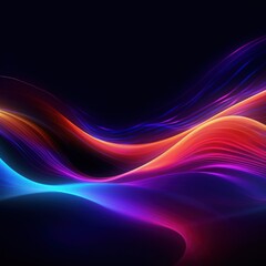 Naklejka premium Visualization of sound waves. Abstract futuristic background with colorful glowing neon moving high speed wave lines and bokeh lights. Data transfer concept. Fantastic wallpaper. Generative AI