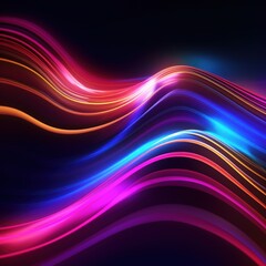 Fototapeta premium Visualization of sound waves. Abstract futuristic background with colorful glowing neon moving high speed wave lines and bokeh lights. Data transfer concept. Fantastic wallpaper. Generative AI