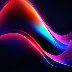 Visualization of sound waves. Abstract futuristic background with colorful glowing neon moving high speed wave lines and bokeh lights. Data transfer concept. Fantastic wallpaper. Generative AI