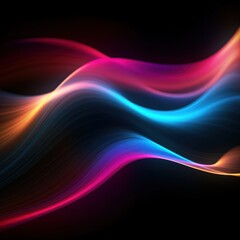 Visualization of sound waves. Abstract futuristic background with colorful glowing neon moving high speed wave lines and bokeh lights. Data transfer concept. Fantastic wallpaper. Generative AI