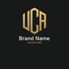 Logo design letters UCA. Hexagon shape. Vector template