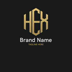 Obraz premium Logo design letters HEX. Hexagon shape. Vector template