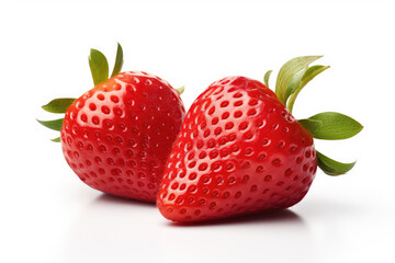 Juicy Strawberry isolated on white background. (ai generated)