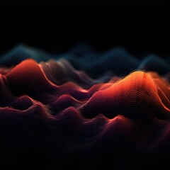 Visualization of sound waves. Abstract futuristic background with colorful glowing neon moving high speed wave lines and bokeh lights. Data transfer concept. Fantastic wallpaper. Generative AI