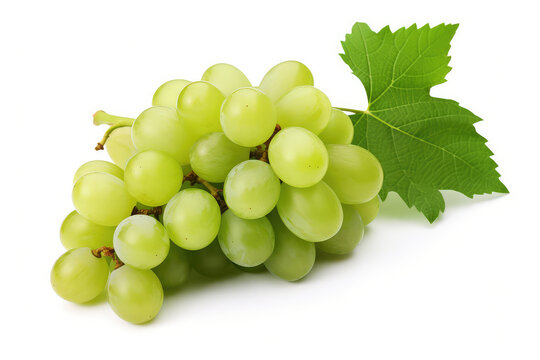 Bunch of Green Seedless Grape solated on white background. (ai generated)