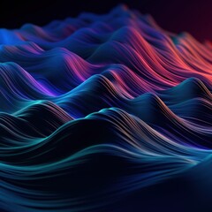 Visualization of sound waves. Abstract futuristic background with colorful glowing neon moving high speed wave lines and bokeh lights. Data transfer concept. Fantastic wallpaper. Generative AI