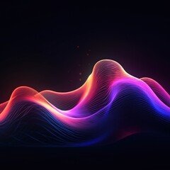 Visualization of sound waves. Abstract futuristic background with colorful glowing neon moving high speed wave lines and bokeh lights. Data transfer concept. Fantastic wallpaper. Generative AI