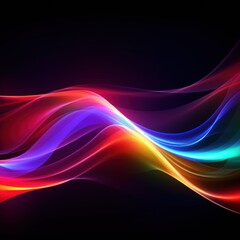 Visualization of sound waves. Abstract futuristic background with colorful glowing neon moving high speed wave lines and bokeh lights. Data transfer concept. Fantastic wallpaper. Generative AI
